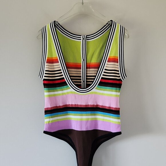 CHRISTOPHER JOHN ROGERS | Racer Front Bodysuit with Bolero stripes sz L - Picture 10 of 10